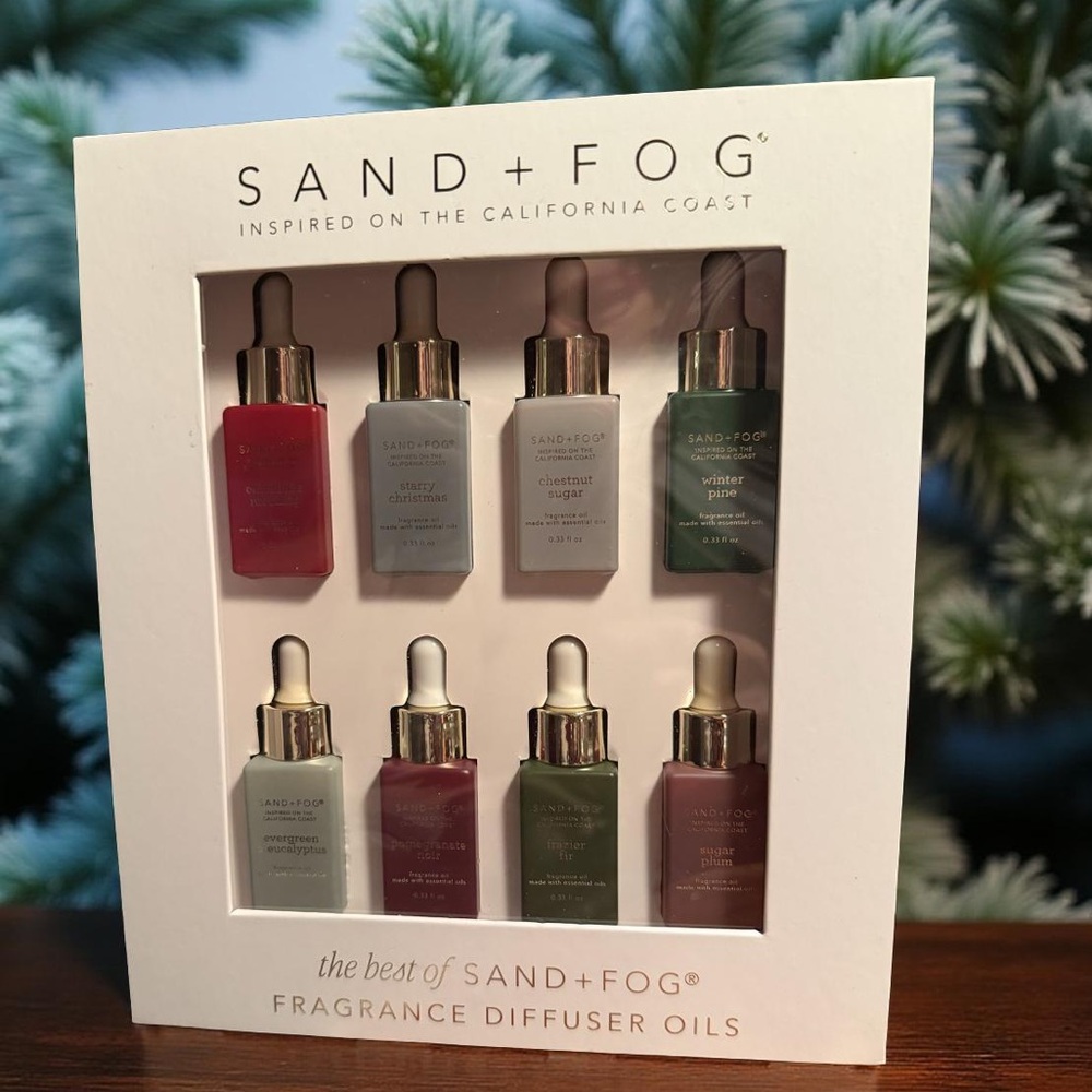 SAND + FOG NIB Set of 8 Winter Festive Fragrance Diffuser Oils